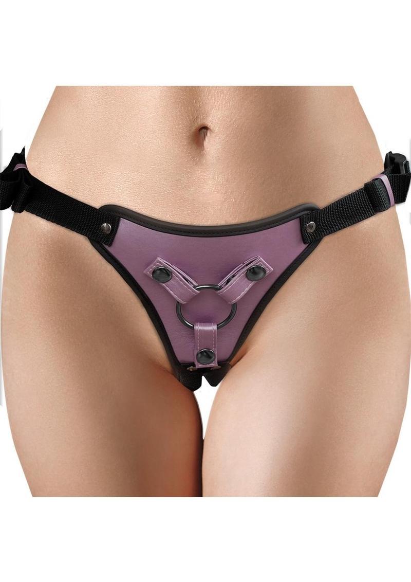 Ouch! Metallic Harness Rose Strap-On With Gold Bonded Leather