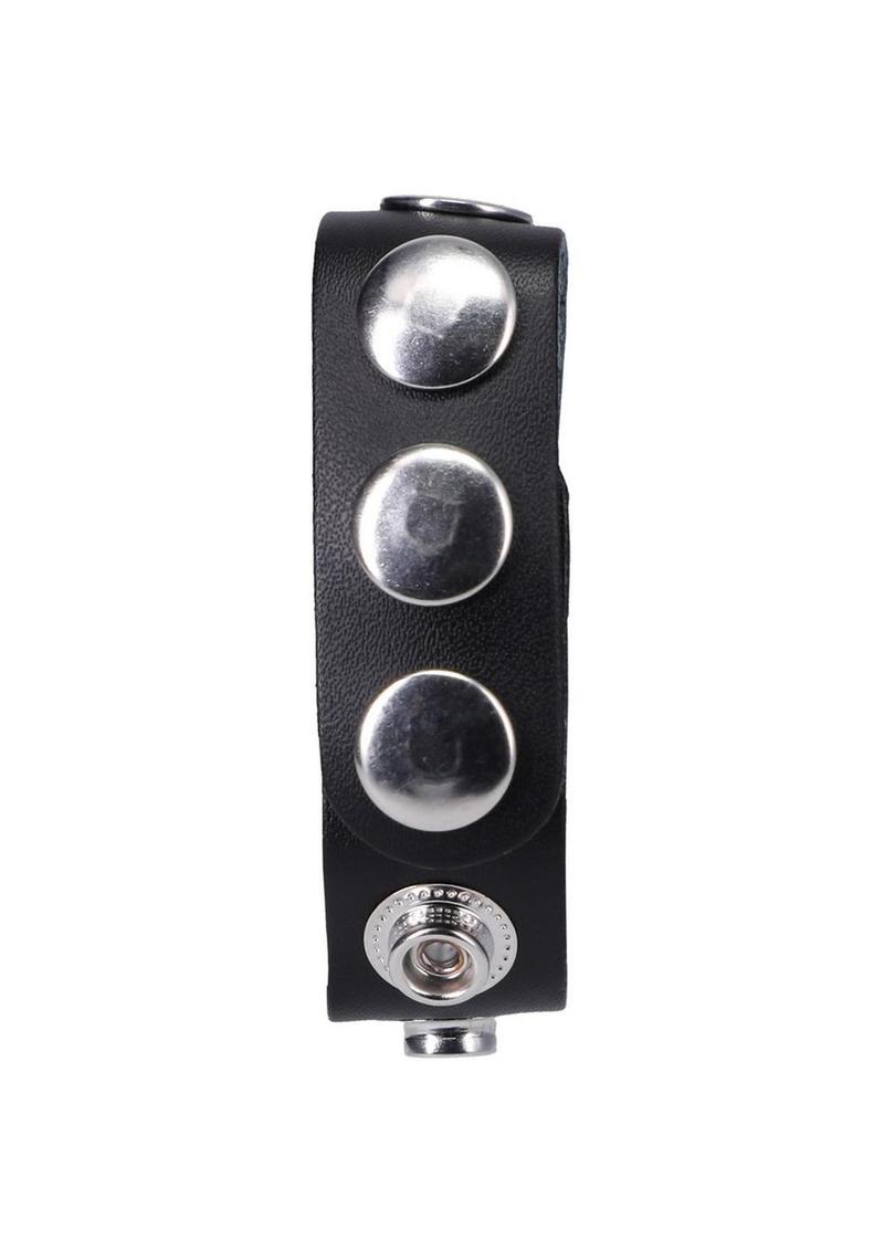 Doc Johnson Rock Solid Leather 3-Snap Adjustable Cock Ring