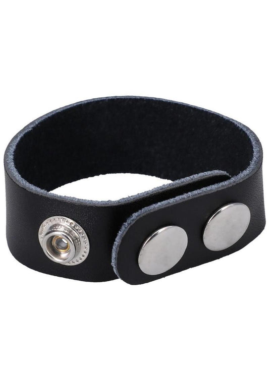 Doc Johnson Rock Solid Leather 3-Snap Adjustable Cock Ring