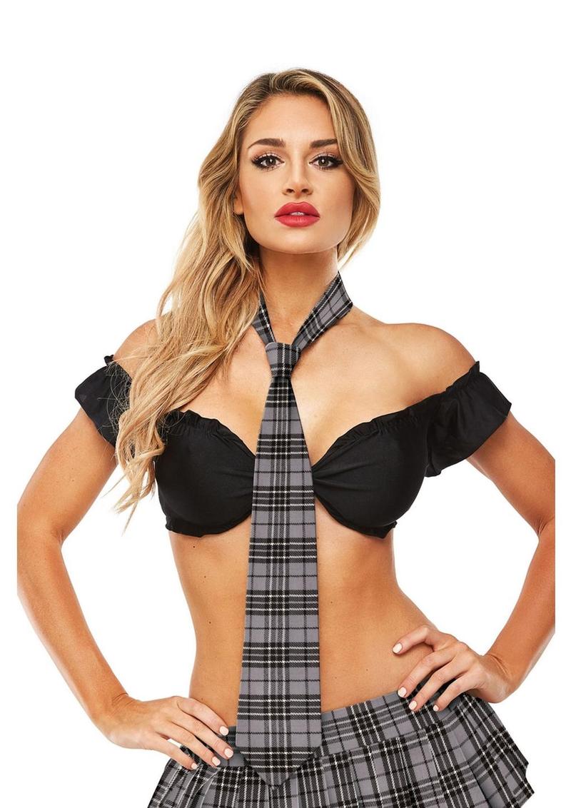 Teacher's Pet Schoolgirl Plaid Tie Pink