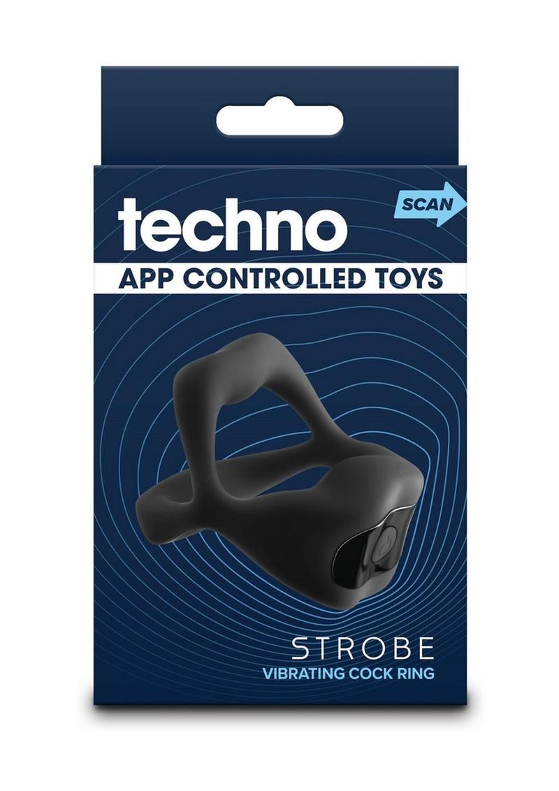 Techno Strobe App Controlled Rechargeable Silicone Vibrating Cock Ring